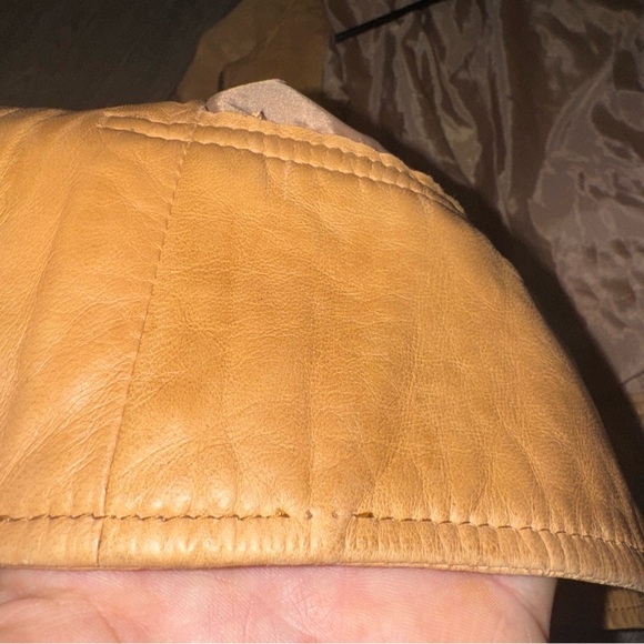 Trouve Leather ZIP Jacket Cotton Blend Medium Tan Camel Color - Picture 5 of 14